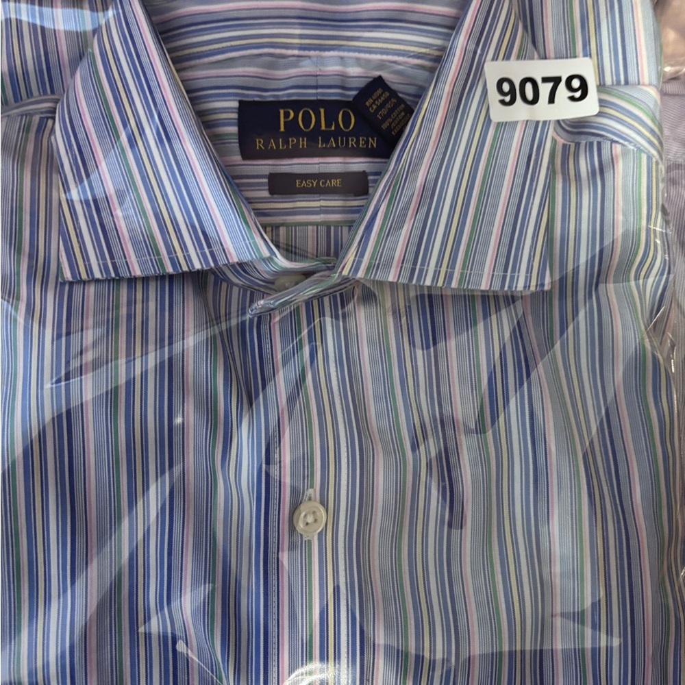Polo Ralph Lauren Blue Pink Striped Cotton Button-Down 15.5 32/33 - Picture 9 of 9